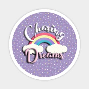 chasing dreams rainbow violet with stars Magnet